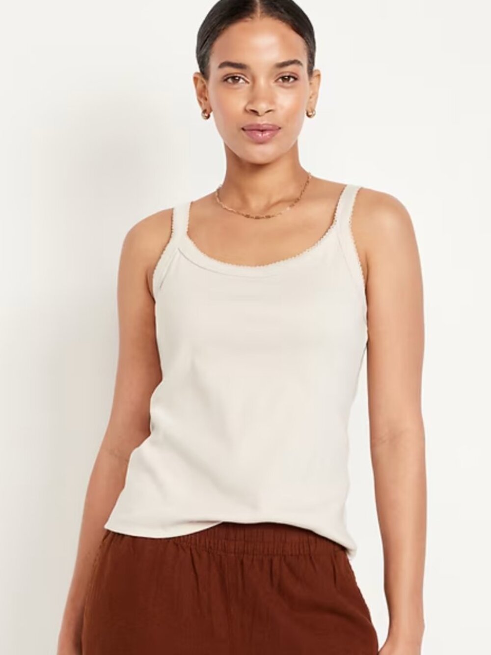 Old Navy 90s Ribbed Lace-Trim Tank Wish Bone S